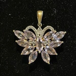 Sterling Silver Butterfly with Rose de France Amethyst pendant